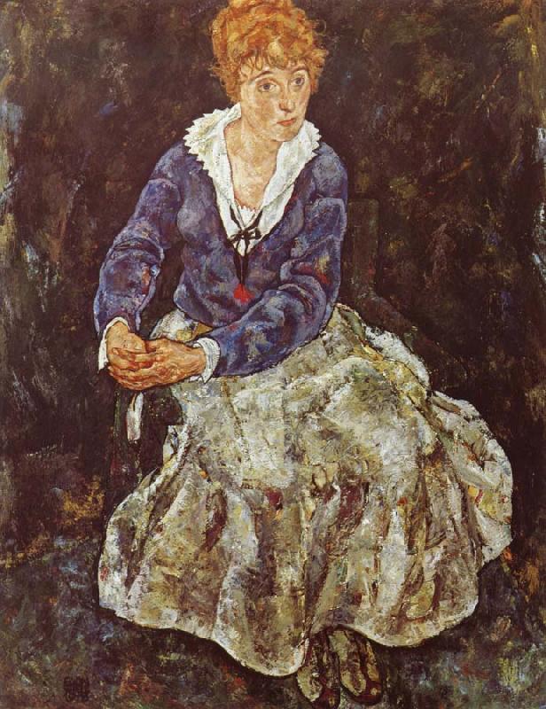 Egon Schiele Portrait of Edith Schiele Seated oil painting picture